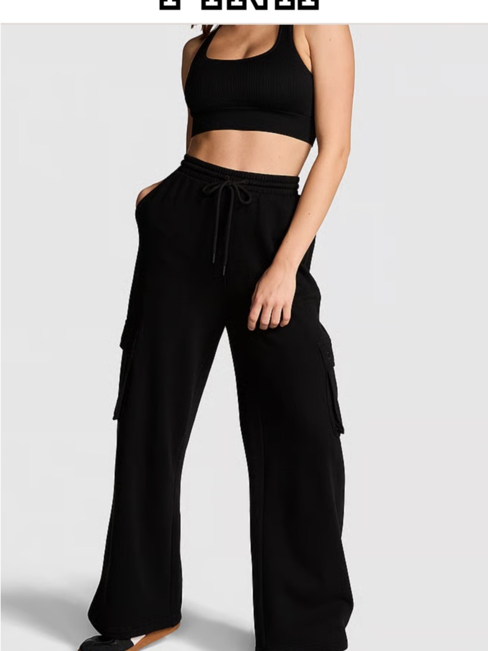 Victoria's Secret Black Wide-Leg Cargo Pants